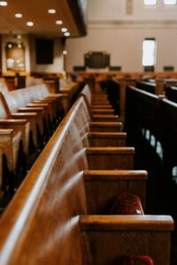 Inside church seats of a Jewish temple